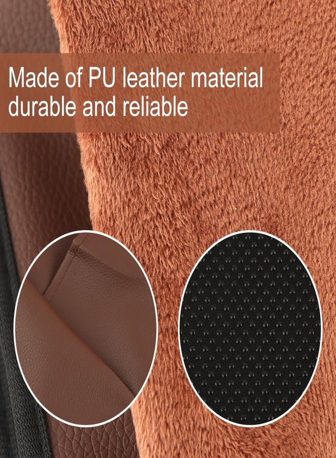 ZEENEEK Anti-Slip PU Leather Velvet Sofa Couch Chair Armrest Soft Caddy Organizer Holder with 5 Pockets for Phone, Book, Magazines, TV Remote Control - Draped Over Sofa, Couch, Recliner Armrest (Brown) - Image 2